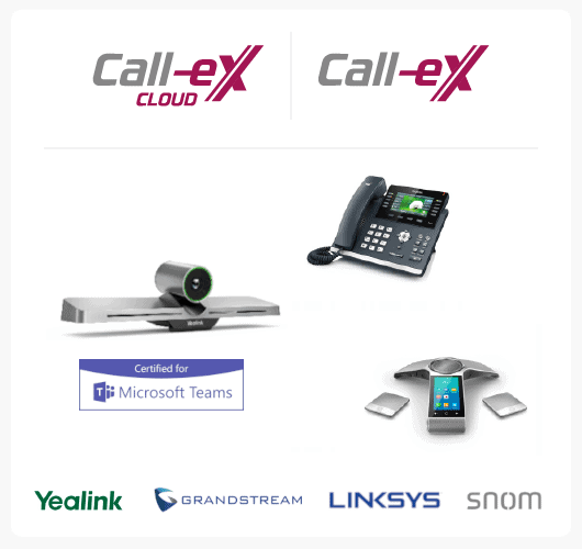 Urządzenia VoIP od Datera: Linksys, Yealink, Grandstream, Snom do naszych central telefonicznych (loga)
