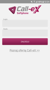 Ekran logowania aplikacji Call-eX Softphone