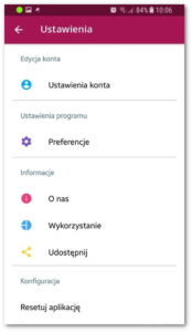 Ekran ustawień aplikacji Clall-eX Softphone